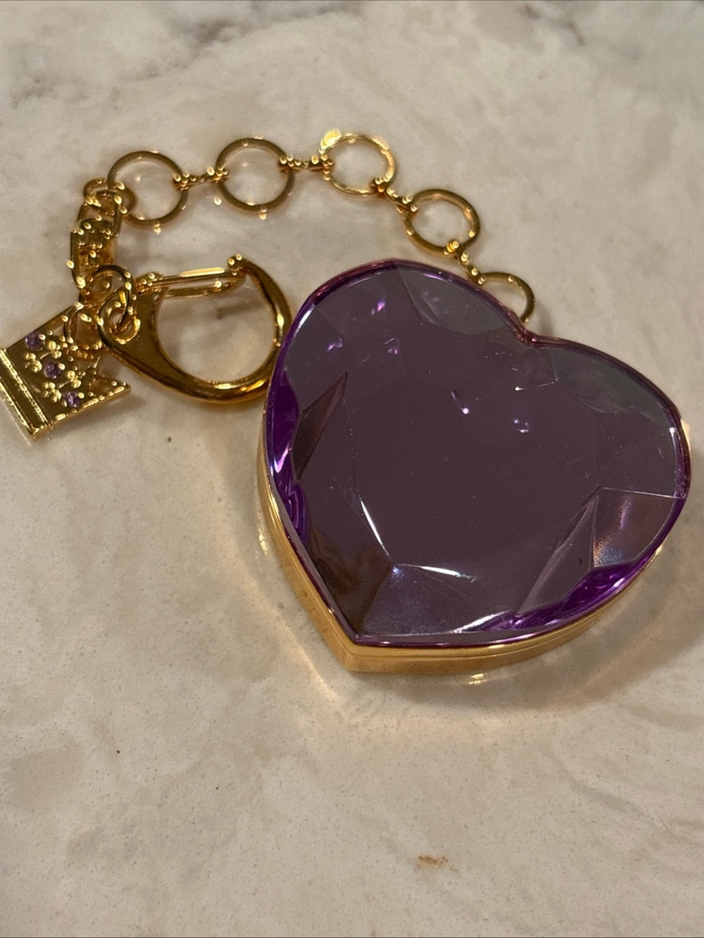 Vera Wang princess sparkling cream parfum gold Tone Heart Crystal Keychain
